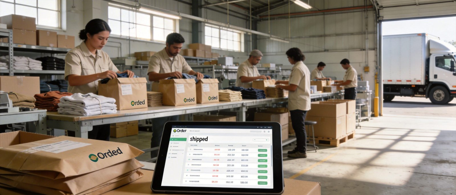 Full service clothing manufacturer handling final packaging and shipping for a clothing brand