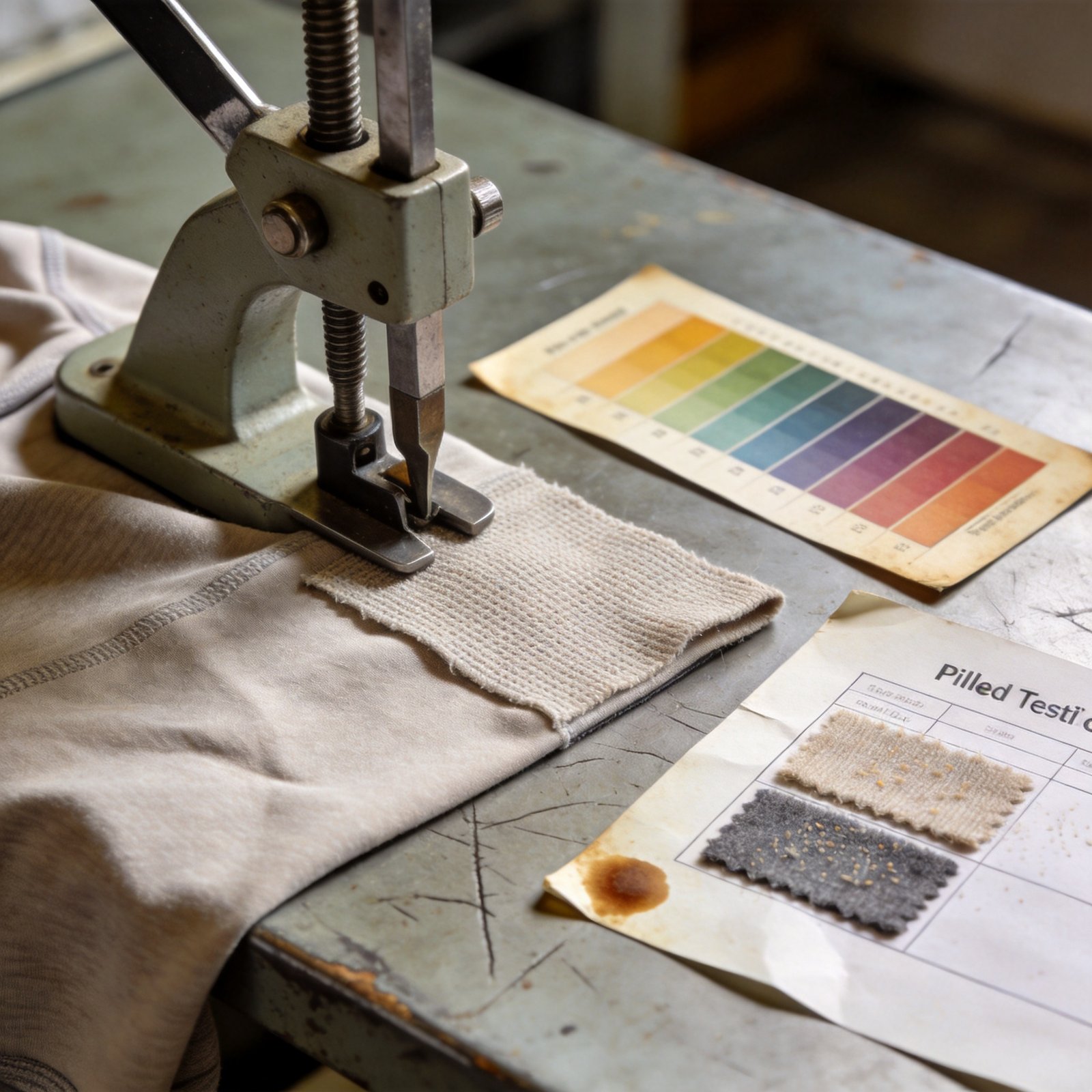 Pre-production activewear fabric durability and stretch testing setup, preventing activewear sample development failures